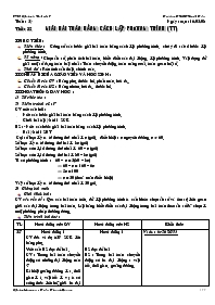 Giáo án Đại số 8 - Tiết 52: Giải bài toán bằng cách lập phương trình (Tiếp theo) - Năm học 2007-2008 - Trần Thanh Quang