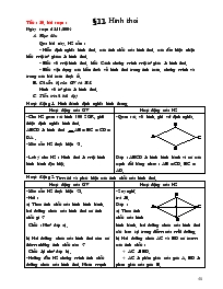 Giáo án Hình học 8 - Tiết 20, Bài 11: Hình thoi - Năm học 2004-2005