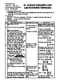 Giáo án Đại số 9 - GV: Nguyễn Tấn Thế Hoàng - Tiết 41: Giải bài toán bằng cách lập hệ phương trình (tiết 2)