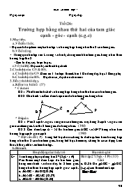 Giáo án Hình học 7 tiết 26: Trường hợp bằng nhau thứ hai của tam giác cạnh - góc - cạnh (c.g.c)