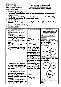 Giáo án Hình học 9 - GV: Nguyễn Tấn Thế Hoàng - Tiết 30: Vị trí tương đối của hai đường tròn
