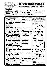 Giáo án Hình học 9 - GV: Tạ Chí Hồng Vân - Tiết 11: Một số hệ thức giữa cạnh và góc trong tam giác vuông