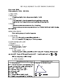 Giáo án Toán Hình 8 tiết 38: Định lý Ta-Lét trong tam giác