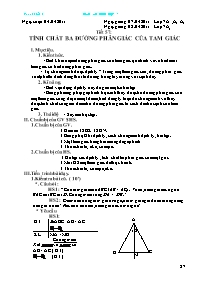 Giáo án Hình học 7 tiết 57: Tính chất ba đường phân giác của tam giác