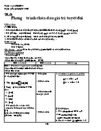 Giáo án môn Đại số lớp 8 tiết 64: Phương trình chứa dấu giá trị tuyệt đối