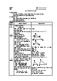 Giáo án Hình học 8: Luyện tập tam giác đồng dạng