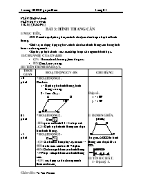 Giáo án Hình học 8 - THCS Nguyễn Hiền - Tiết 3: Hình thang cân