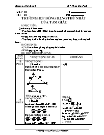 Giáo án Hình học 8 - THCS Nguyễn Hiền - Tiết 42 +  43: Trường hợp đồng dạng thứ nhất của tam giác