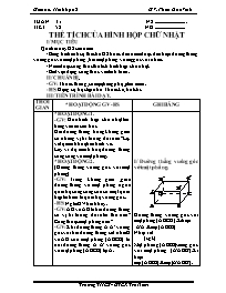 Giáo án Hình học 8 - THCS Nguyễn Hiền - Tiết 58 + 59: Thể tích của hình hộp chữ nhật - Luyện tập