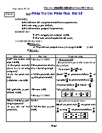 Bài soạn môn Đại số khối 8 - Tiết 30: Phép trừ các phân thức đại số