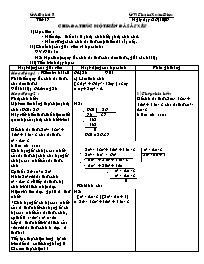 Giáo án môn Đại số khối 8 - Phạm Xuân Diệu - Tiết 17: Chia đa thức một biến đã sắp xếp