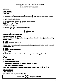 Giáo án môn Đại số lớp 8 - Chương II: Phân thức đại số - Bài 1, bài 2