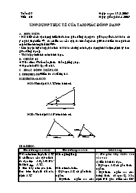 Giáo án môn Hình học khối 8 - Tiết 50: Ứng dụng thực tế của tam giác đồng dạng