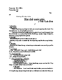 Giáo án Ngữ văn 6 tiết 69: Hướng dẫn đọc thêm Hai chữ nước nhà (Trần Tuấn Khải)