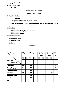 Giáo án Ngữ văn 8 tiết 41: Kiểm tra văn học