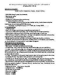 Kế hoạch hoạt động ngoài giờ lên lớp khối 8 - Chủ điểm tháng 9: Truyền thống nhà trường