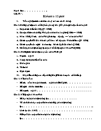 Kiểm tra 15 phút Địa lý 9