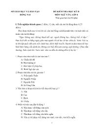 Đề kiểm tra học kỳ 2 môn Ngữ văn, lớp 8 (Đề 2)