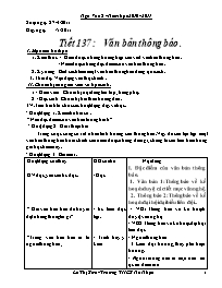 Giáo án Ngữ văn 8 - Tiết 137: Văn bản thông báo