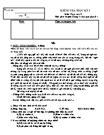 Kiểm tra học kì I môn: Ngữ văn K8
