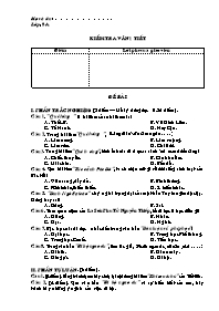 Kiểm tra Văn 1 tiết kì 2 lớp 8